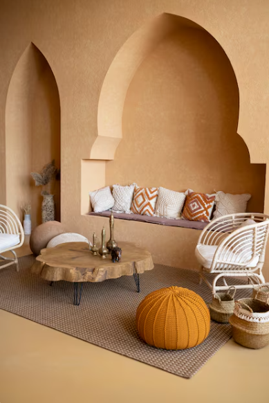 Soft neutrals and earthy tones living room
