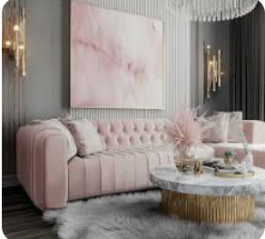 Soft pastels with metallic accents living room